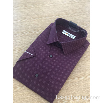 Camicia da uomo a maniche corte con stampa colletto alla coreana in cvc